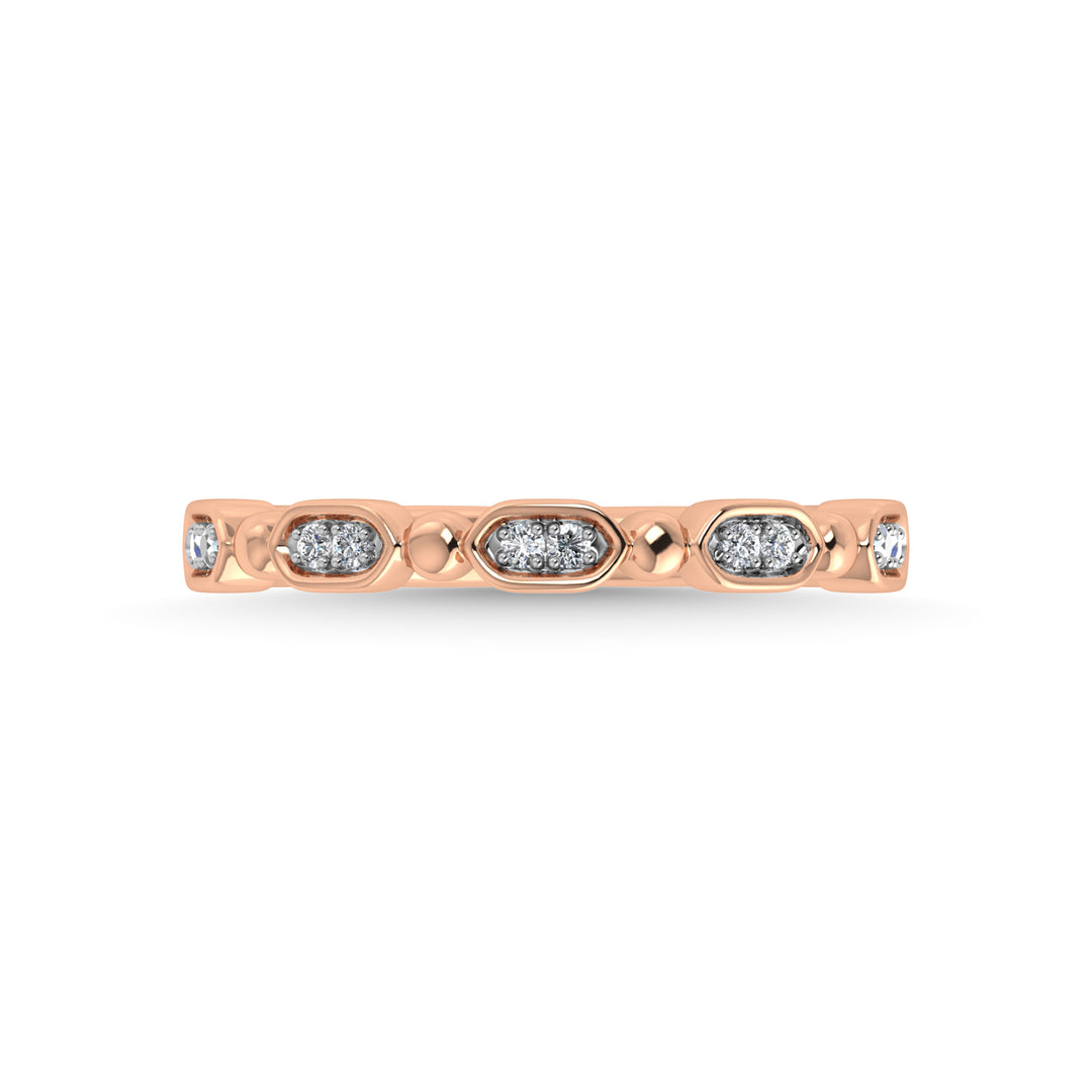 Diamante en oro rosa de 14 quilates de 1/20 quilates total. Banda apilable