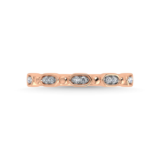 Diamante en oro rosa de 14 quilates de 1/20 quilates total. Banda apilable