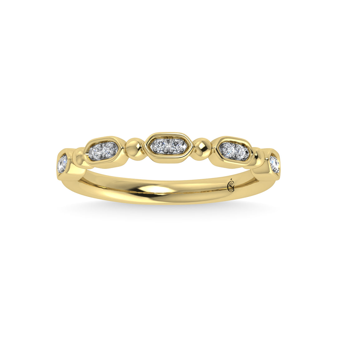 Diamante de oro amarillo de 14 quilates de 1/20 quilates total. Banda apilable