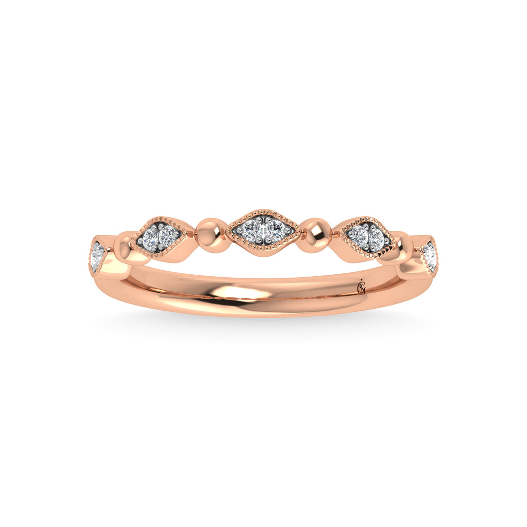 Diamante en oro rosa de 14 quilates de 1/20 quilates total. Banda apilable