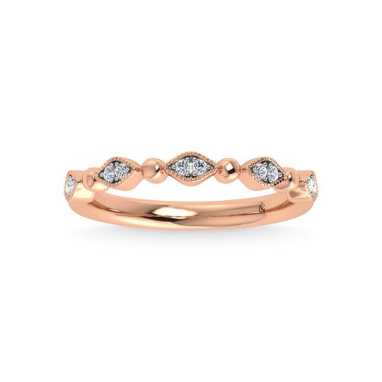 Diamante en oro rosa de 14 quilates de 1/20 quilates total. Banda apilable