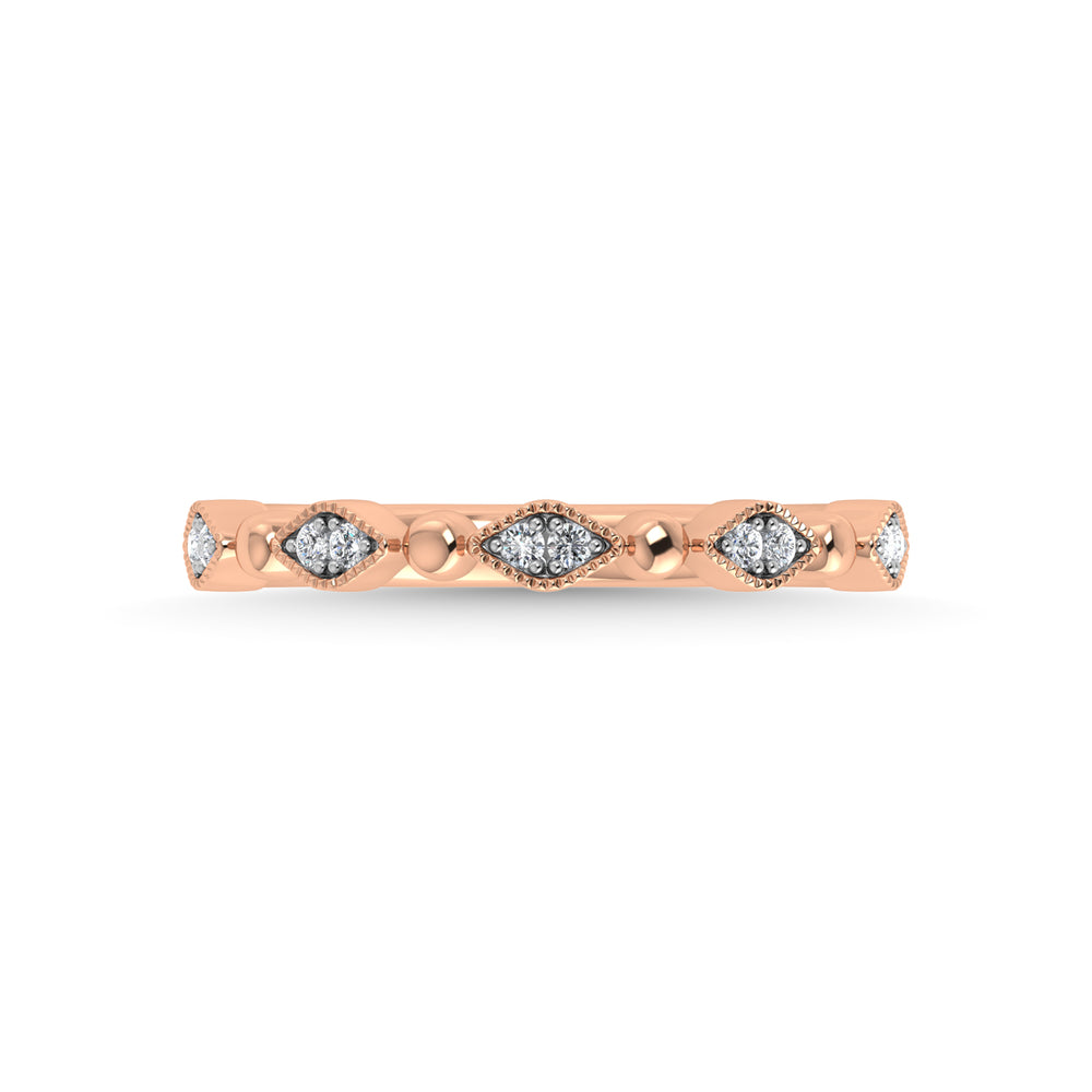 Diamante en oro rosa de 14 quilates de 1/20 quilates total. Banda apilable