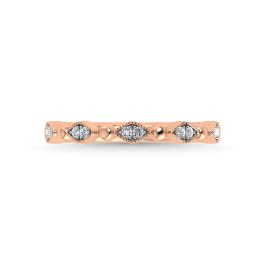 Diamante en oro rosa de 14 quilates de 1/20 quilates total. Banda apilable