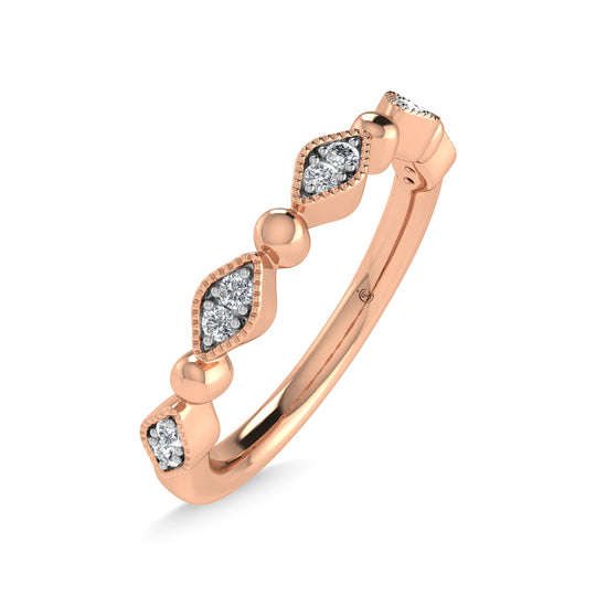 Diamante en oro rosa de 14 quilates de 1/20 quilates total. Banda apilable