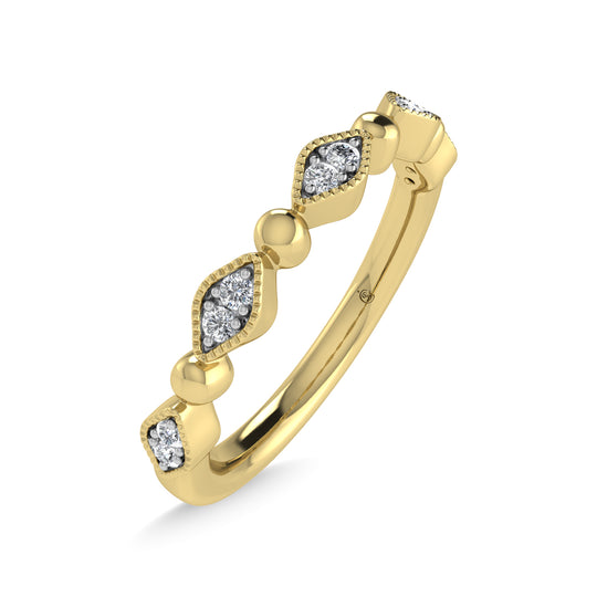 Diamante de oro amarillo de 14 quilates de 1/20 quilates total. Banda apilable