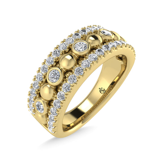 Diamante de dos tonos de 14 quilates, 1/2 qt.Tw. Anillo de moda