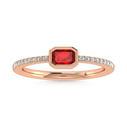 Diamante en oro rosa de 14 quilates de 3/8 qt. total Y anillo de rub√≠