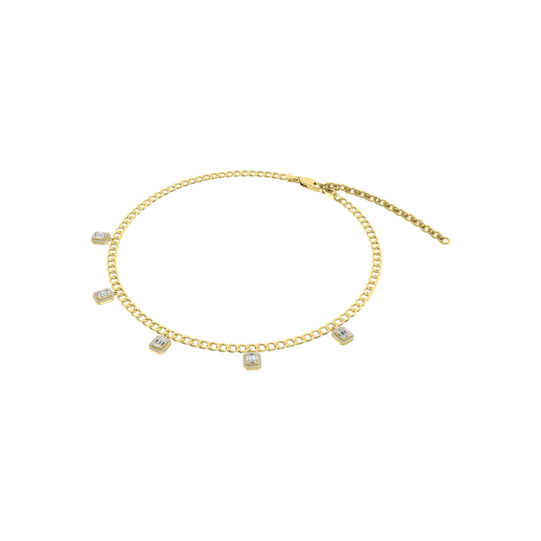 14K yellow gold 1 1/4 carat total diamond Cuban necklace