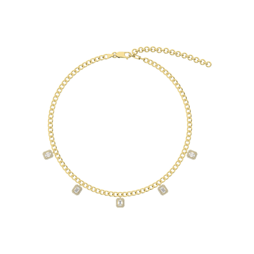 14K yellow gold 1 1/4 carat total diamond Cuban necklace