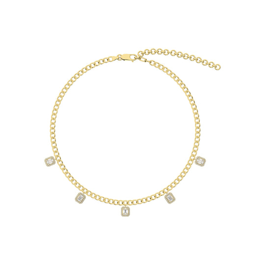 14K yellow gold 1 1/4 carat total diamond Cuban necklace