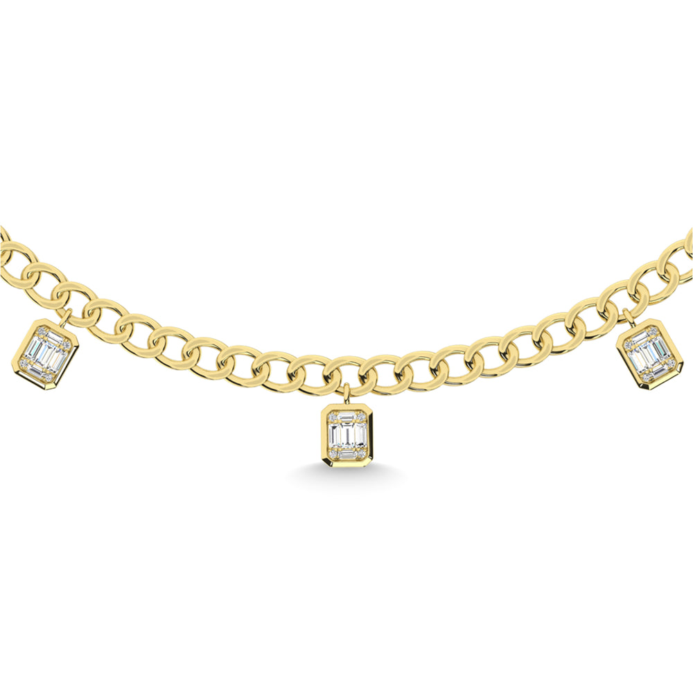 3/4 ct. total 14K yellow gold diamond Cuban necklace