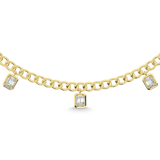 3/4 ct. total 14K yellow gold diamond Cuban necklace