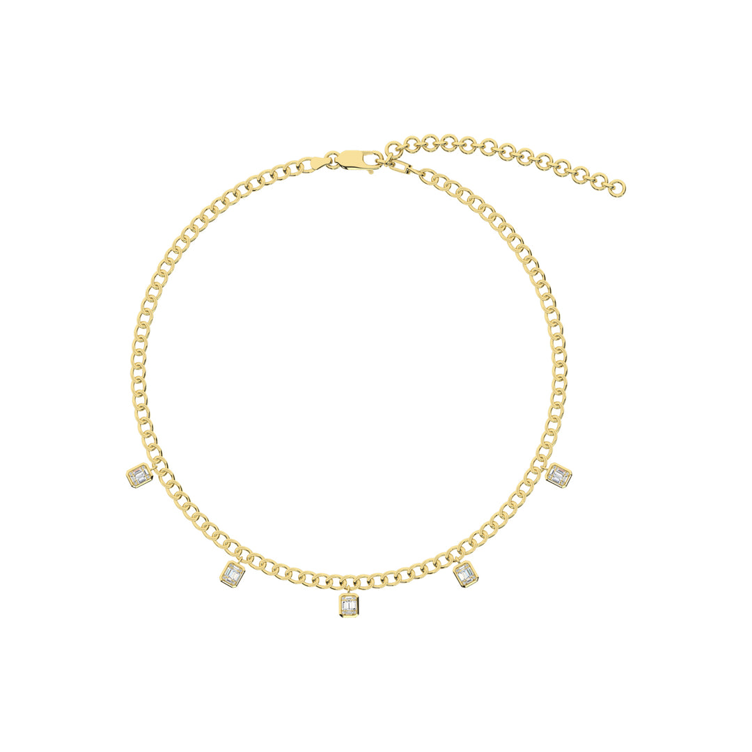3/4 ct. total 14K yellow gold diamond Cuban necklace