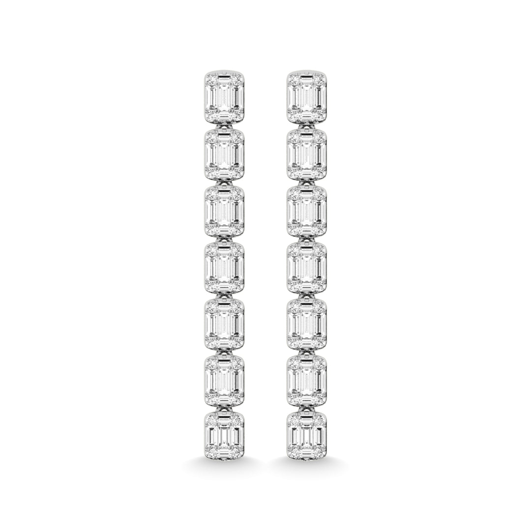 Diamante de oro blanco de 14 quilates de 1 1/2 quilates total. Pendientes de moda