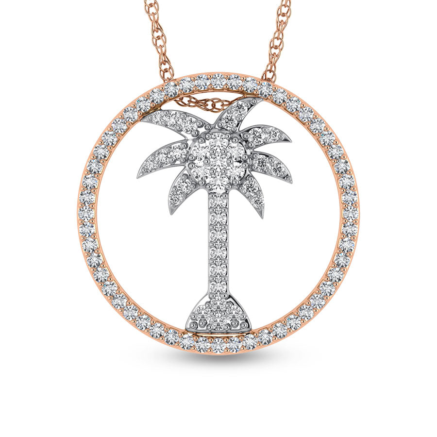 14-carat two-tone diamond, 1/2 ct. Tw. Palm tree pendant