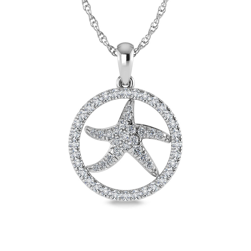1/2 ct. 14K White Gold Diamond Starfish Pendant