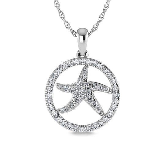 1/2 ct. 14K White Gold Diamond Starfish Pendant