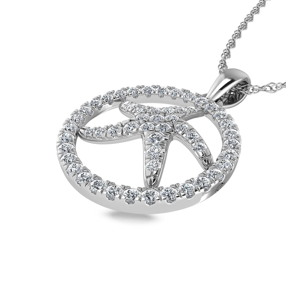 1/2 ct. 14K White Gold Diamond Starfish Pendant