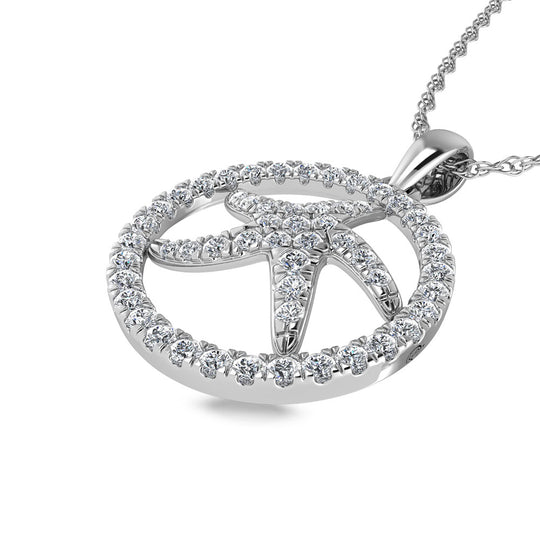 1/2 ct. 14K White Gold Diamond Starfish Pendant