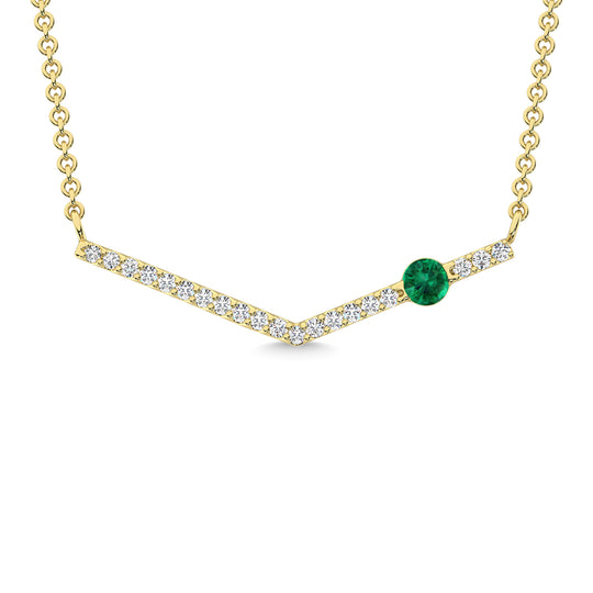 10K yellow gold 1/5 carat total diamond and emerald necklace