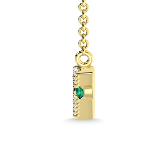 10K yellow gold 1/5 carat total diamond and emerald necklace