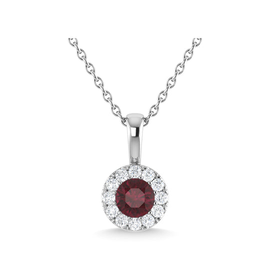 14K white gold, 1/3 ct. ruby ​​and diamond fashion pendant