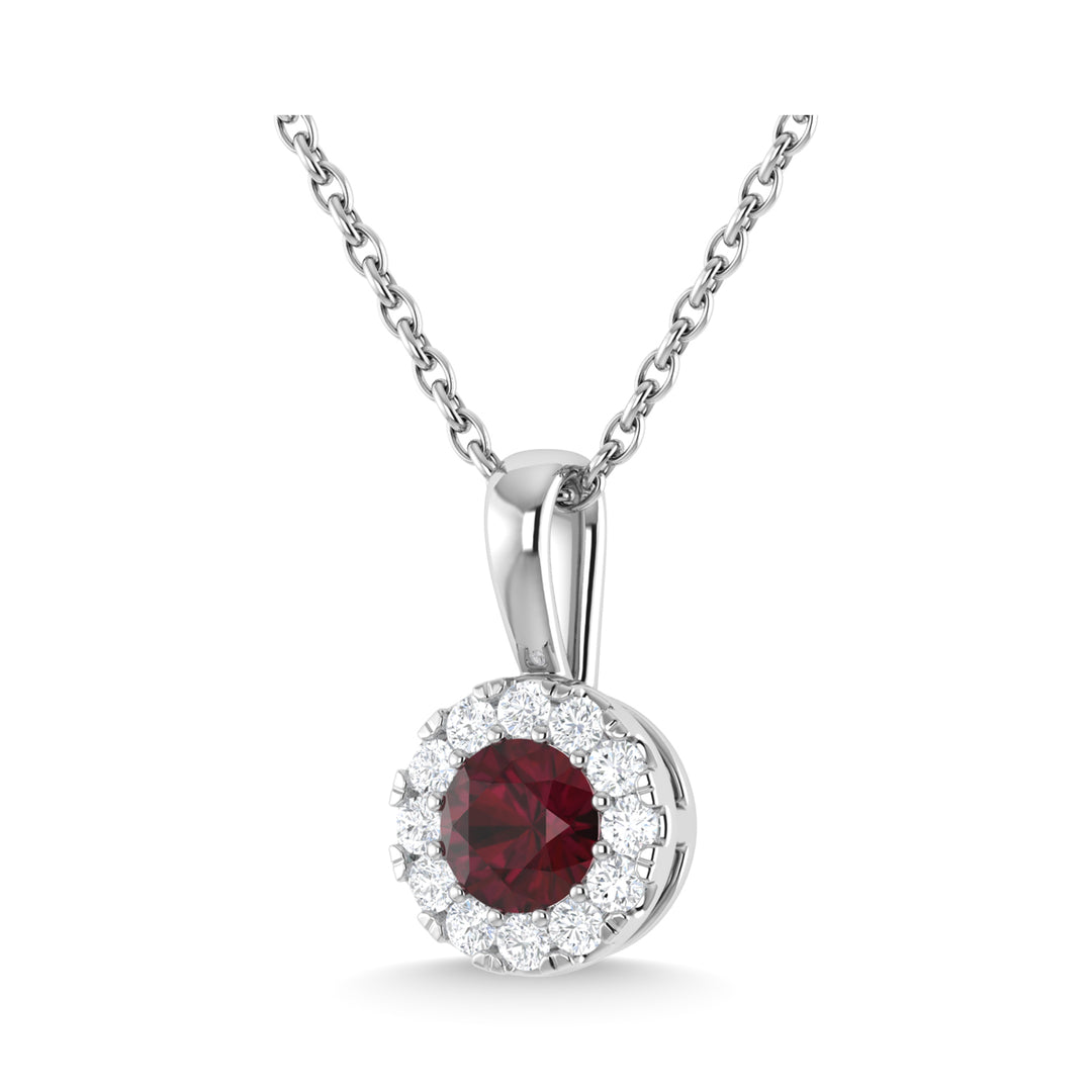 14K white gold, 1/3 ct. ruby ​​and diamond fashion pendant