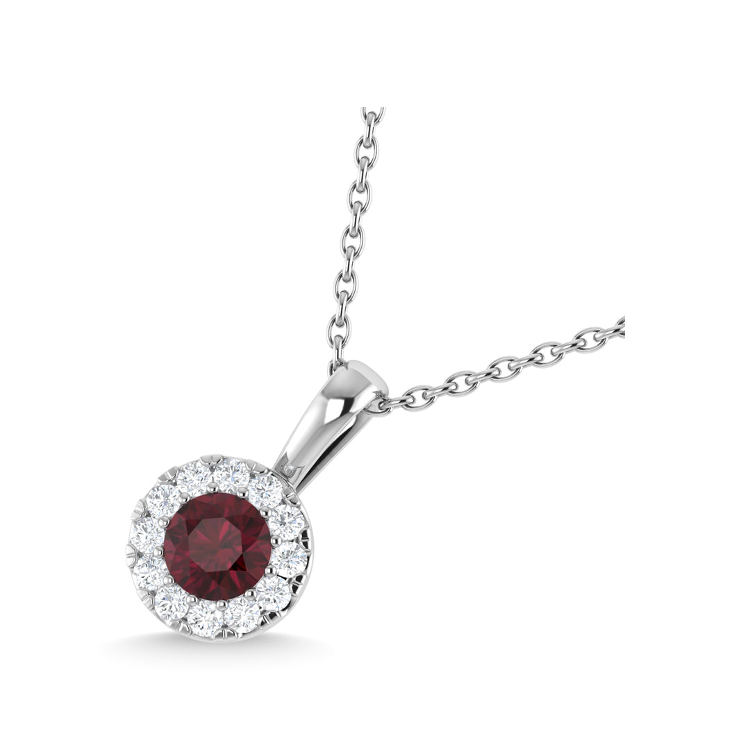 14K white gold, 1/3 ct. ruby ​​and diamond fashion pendant