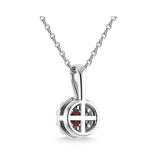14K white gold, 1/3 ct. ruby ​​and diamond fashion pendant