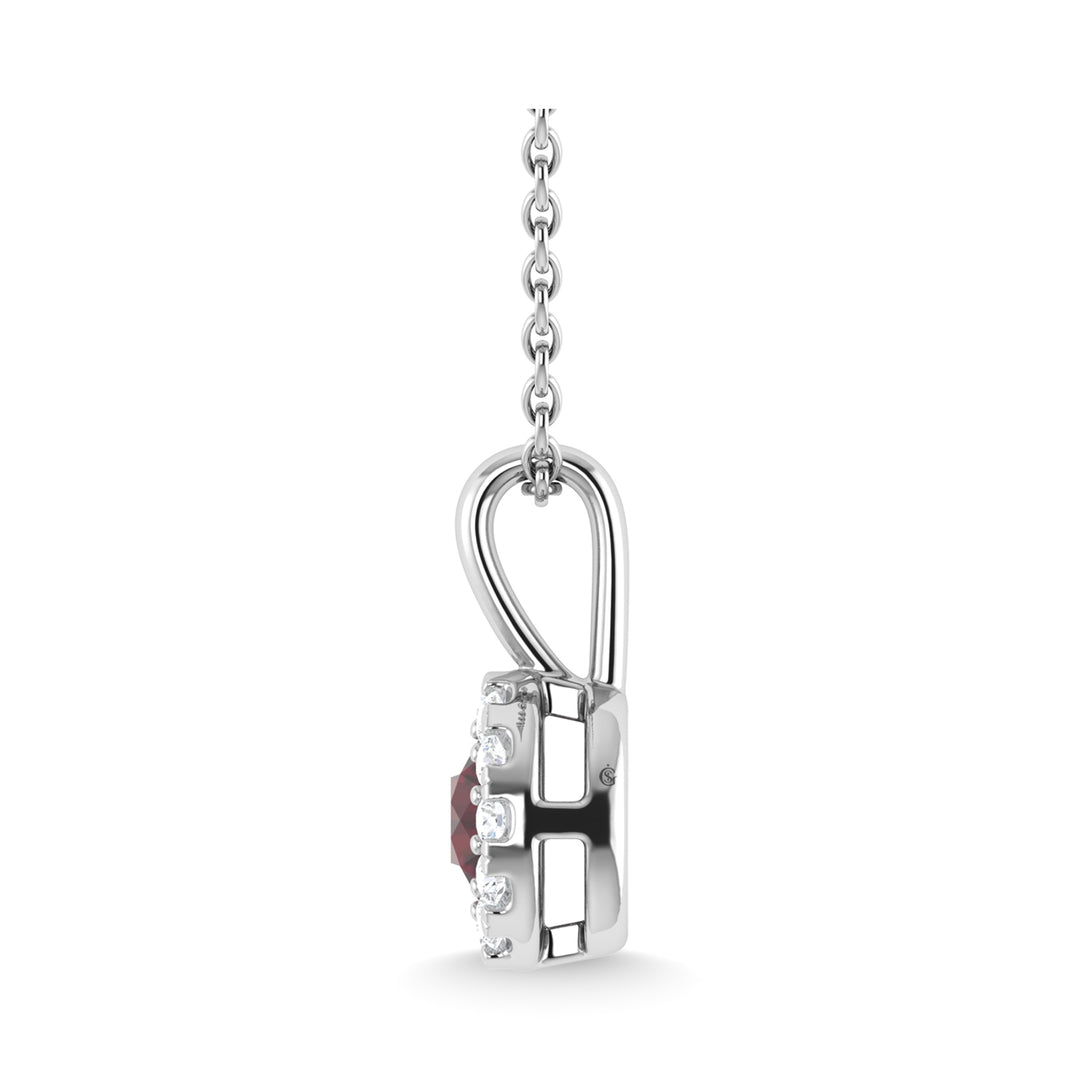 14K white gold, 1/3 ct. ruby ​​and diamond fashion pendant