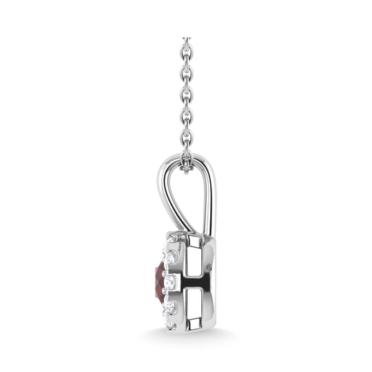 14K white gold, 1/3 ct. ruby ​​and diamond fashion pendant