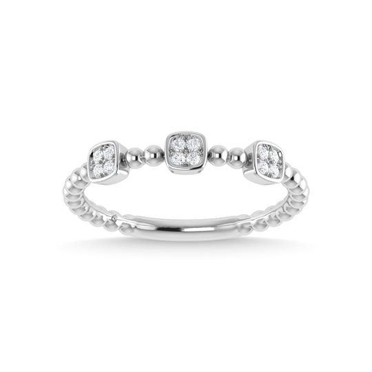 Diamante de oro blanco de 14 quilates de 1/10 quilates total. Banda apilable