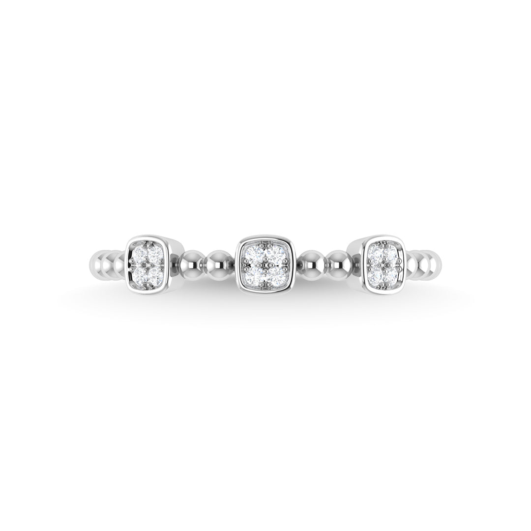 Diamante de oro blanco de 14 quilates de 1/10 quilates total. Banda apilable