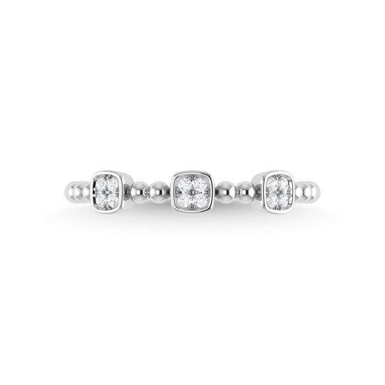 Diamante de oro blanco de 14 quilates de 1/10 quilates total. Banda apilable
