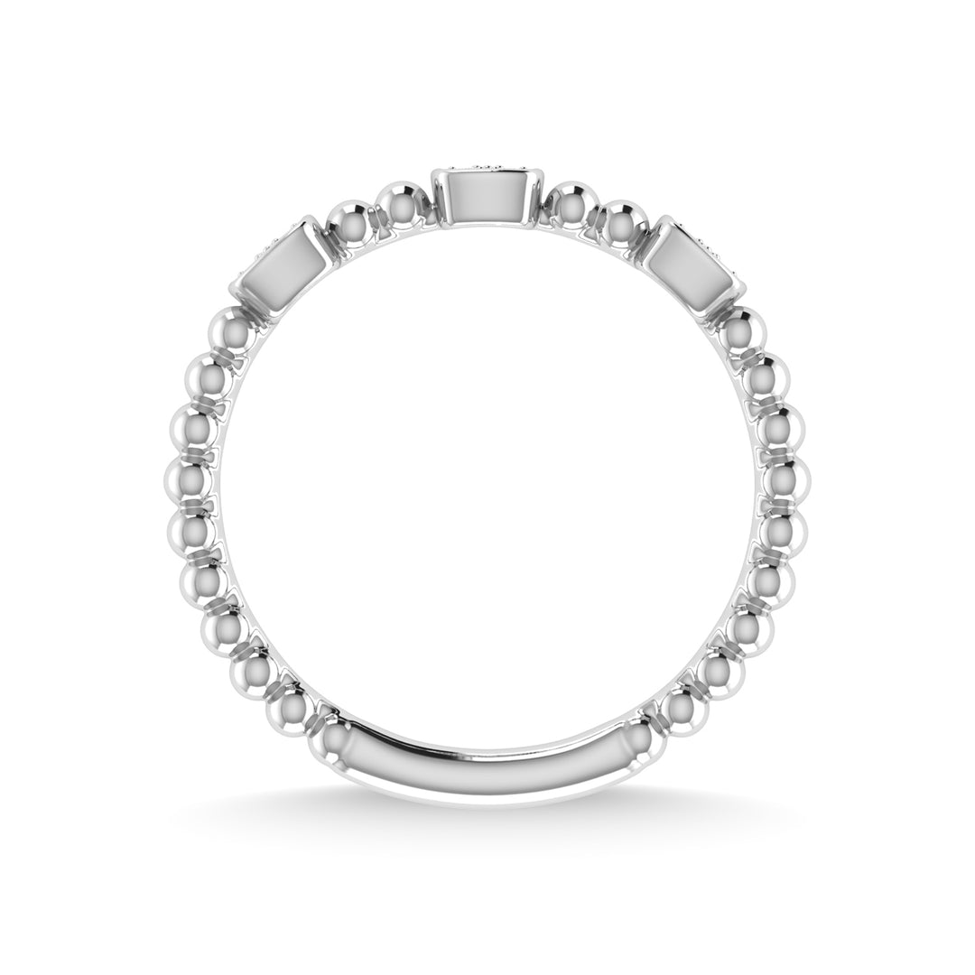Diamante de oro blanco de 14 quilates de 1/10 quilates total. Banda apilable