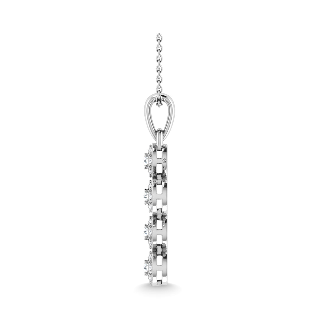 Diamante de oro blanco de 14 quilates de 1/5 quilates total. Colgante Cruz