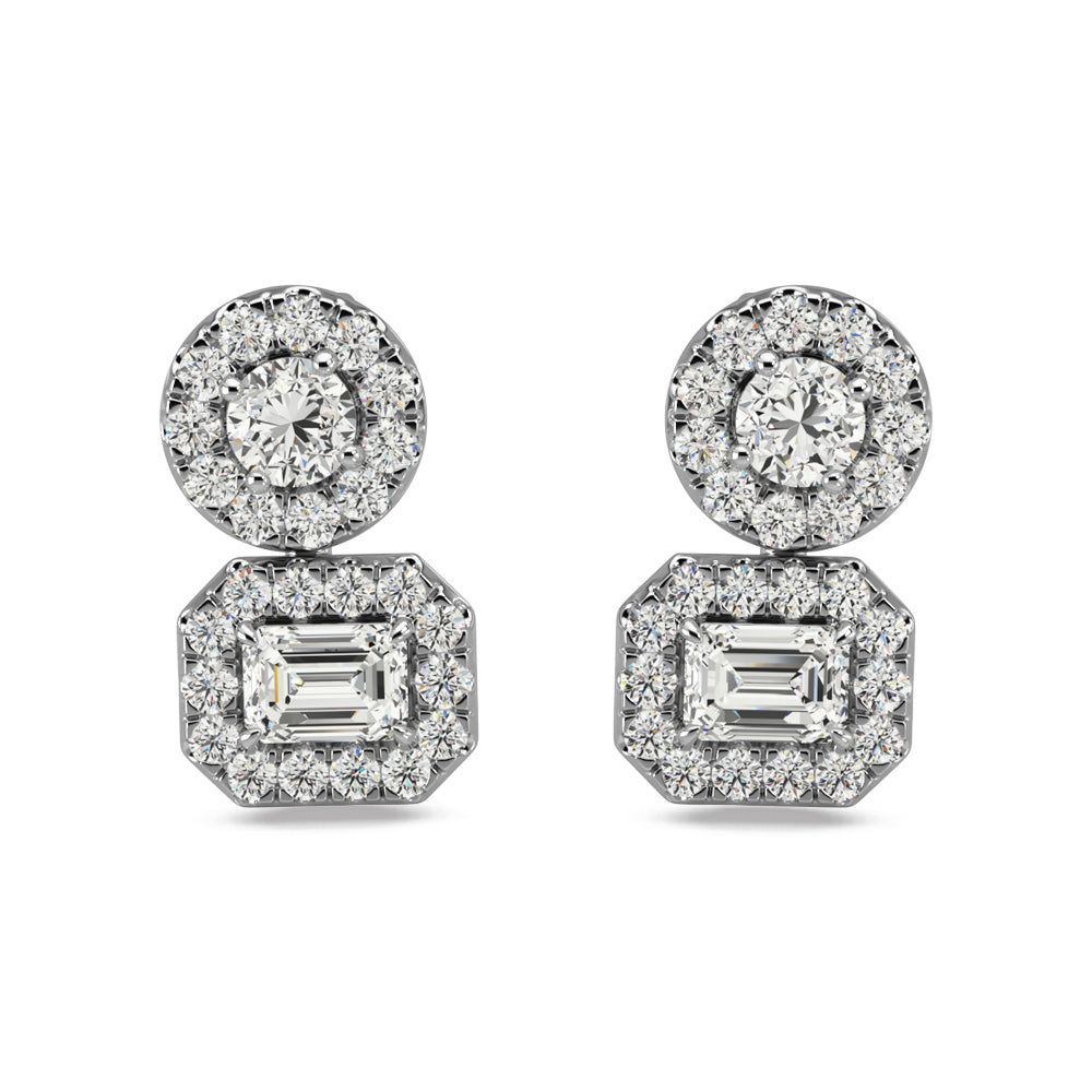 Aretes de Moda  con Diamantes de 3/4 qt.Tw en Oro Blanco de 14k