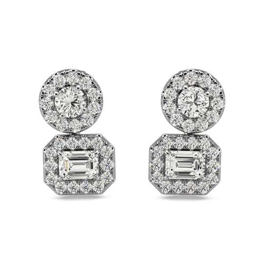 Aretes de Moda  con Diamantes de 3/4 qt.Tw en Oro Blanco de 14k