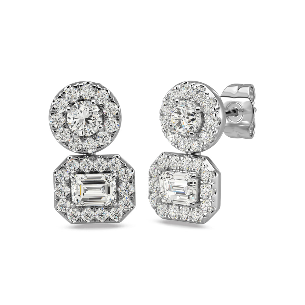 Aretes de Moda  con Diamantes de 3/4 qt.Tw en Oro Blanco de 14k