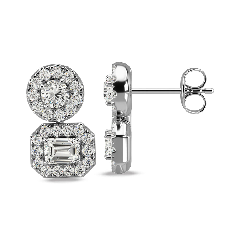 Aretes de Moda  con Diamantes de 3/4 qt.Tw en Oro Blanco de 14k