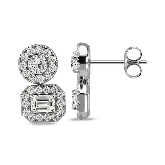 Aretes de Moda  con Diamantes de 3/4 qt.Tw en Oro Blanco de 14k