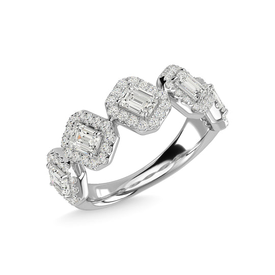 Diamante de oro blanco de 14 quilates de 1 5/8 quilates total. Anillo de moda