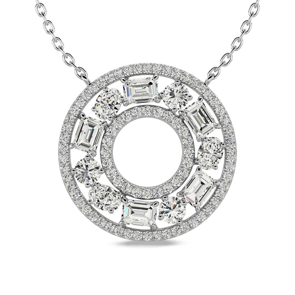 14K white gold fashion necklace with 1 1/2 carat total diamonds