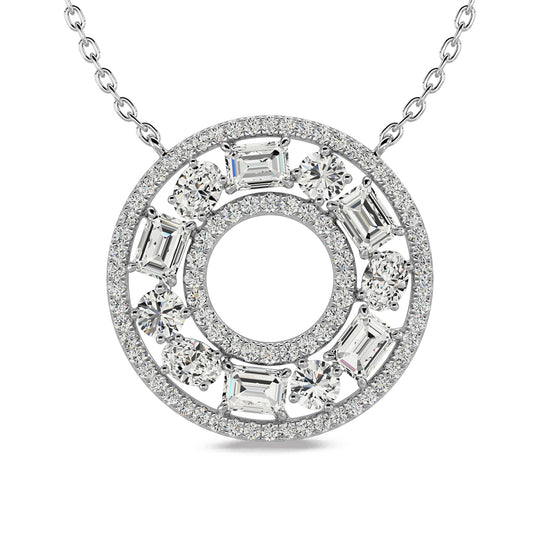 14K white gold fashion necklace with 1 1/2 carat total diamonds