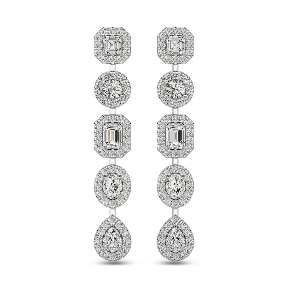 Aretes de Moda con Diamantes de 2 1/5 qt en Oro Blanco de 14k