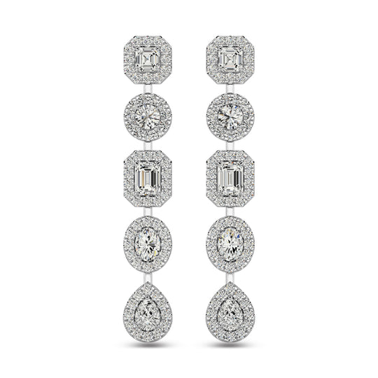 Aretes de Moda con Diamantes de 2 1/5 qt en Oro Blanco de 14k