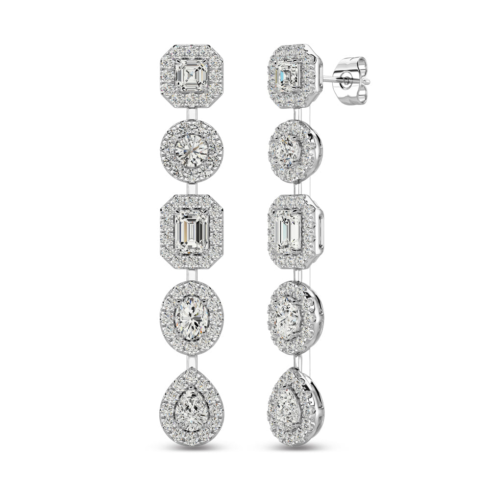 Aretes de Moda con Diamantes de 2 1/5 qt en Oro Blanco de 14k