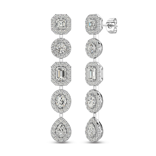 Aretes de Moda con Diamantes de 2 1/5 qt en Oro Blanco de 14k