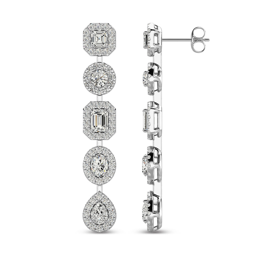 Aretes de Moda con Diamantes de 2 1/5 qt en Oro Blanco de 14k