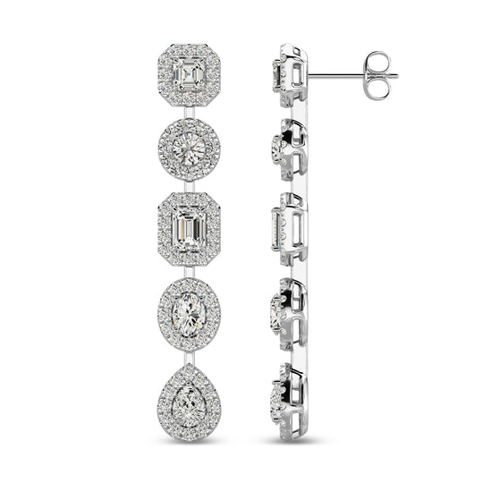Aretes de Moda con Diamantes de 2 1/5 qt en Oro Blanco de 14k